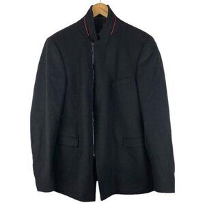Strellson Black Wool Full Zip Lined Mock Collar Blazer Jacket EU 52